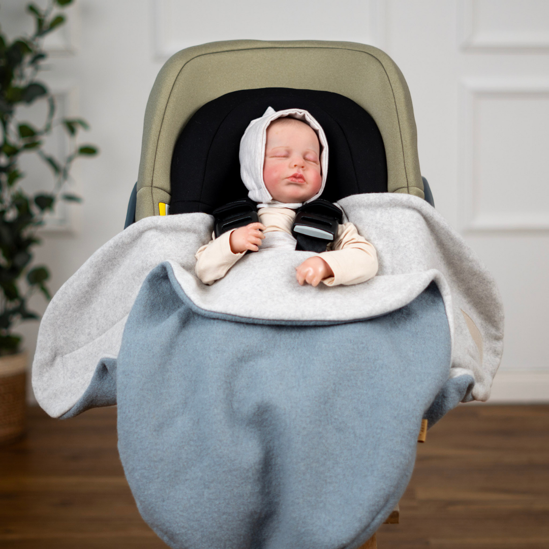 Einschlagdecke aus Wollwalk für Babyschale – warm, sicher & bequem, ideal ab Geburt - mint