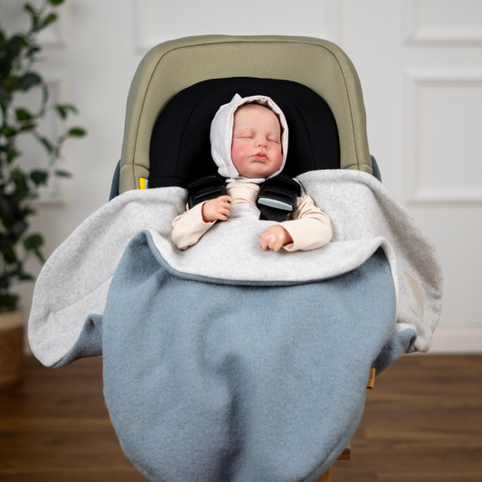 Einschlagdecke aus Wollwalk für Babyschale – warm, sicher & bequem, ideal ab Geburt - mint
