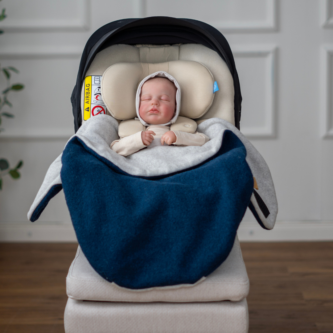 Einschlagdecke aus Wollwalk für Babyschale – warm, sicher & bequem, ideal ab Geburt - petrol