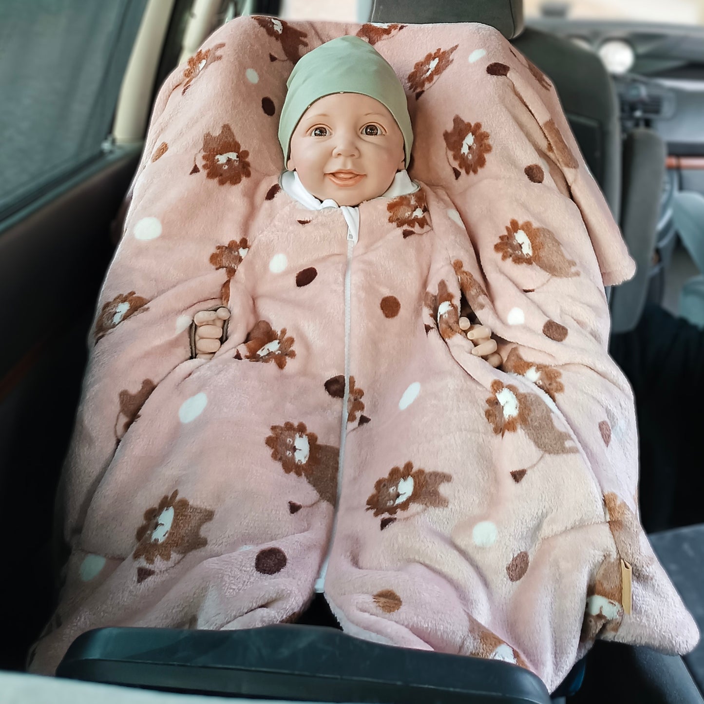 Kindersitzponcho "flauschiger Löwe rosé"