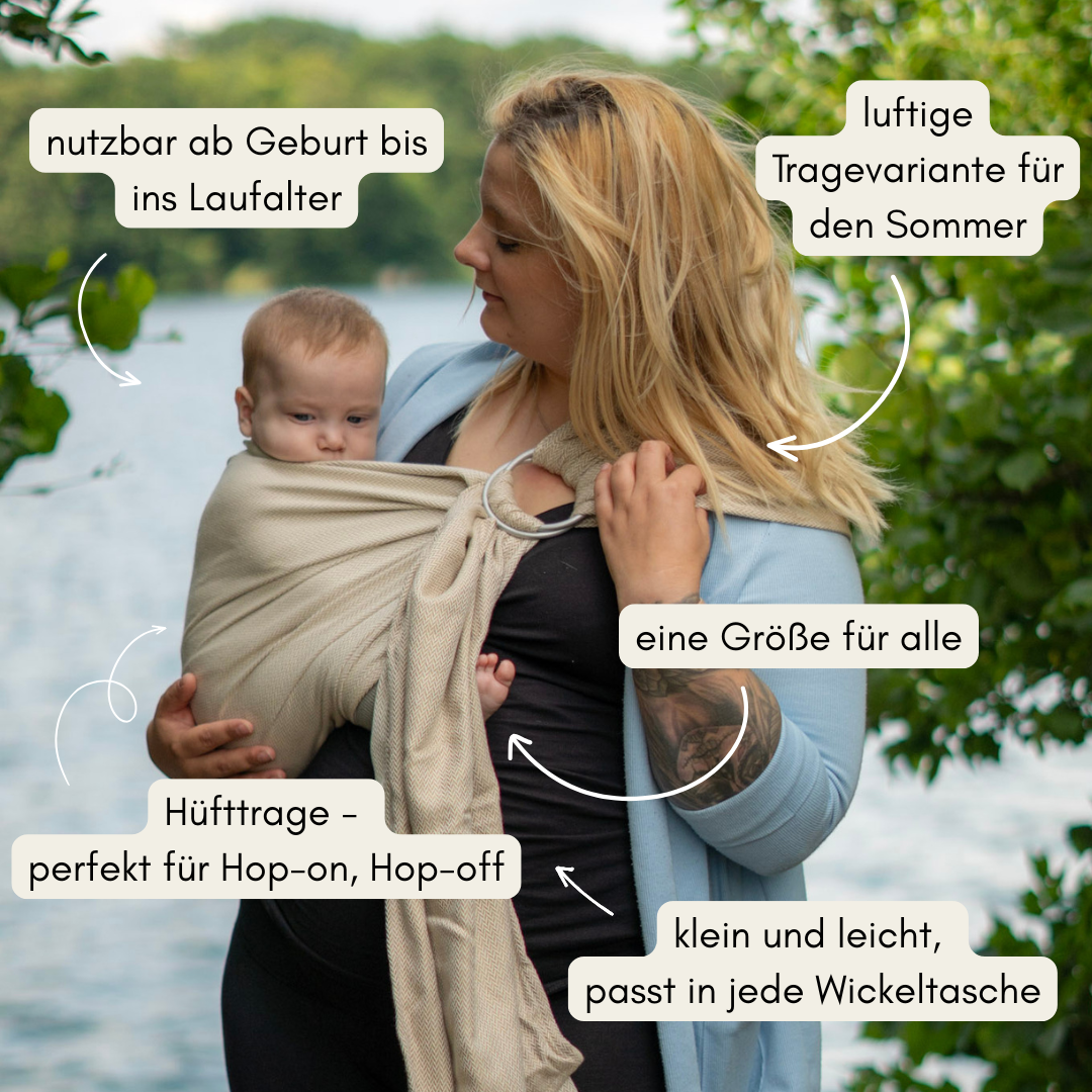 Hüfttrage Ring Sling - Patrisha aus Bambus
