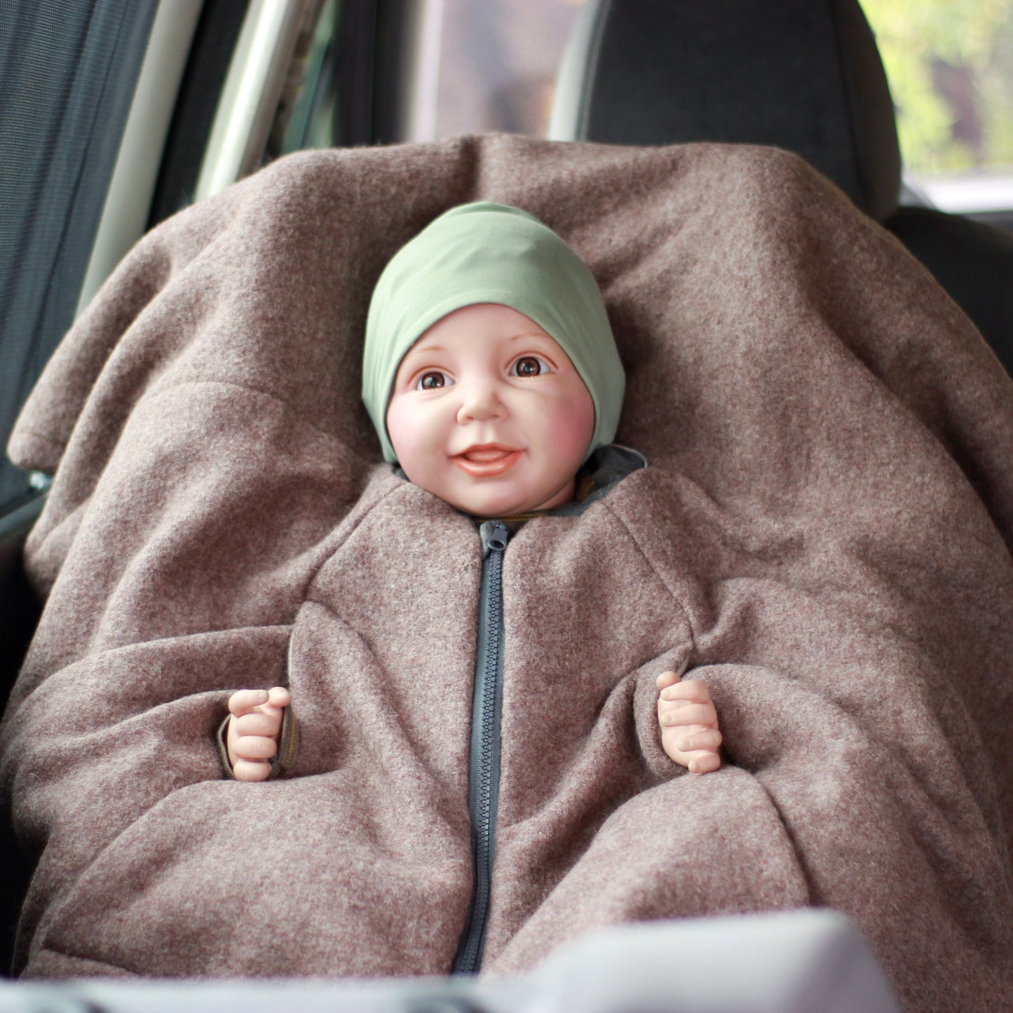 Kindersitzponcho Wollwalk "pure haselnuss"