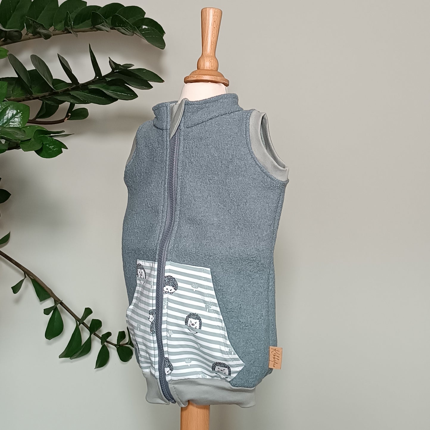 Wollwalk Weste 'Maxi' "dusty mint" 110/116