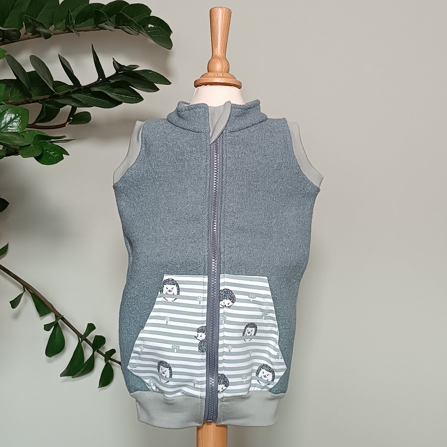 Wollwalk Weste 'Maxi' "dusty mint" 110/116