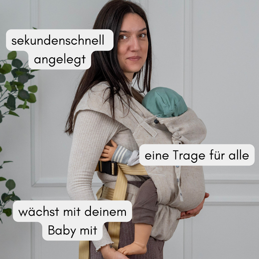 Ergonomische Babytrage mit Schnallen – passt ab Sitzalter bis Ende der Tragezeit