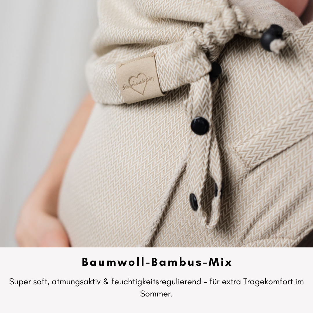 FullBuckle Trage aus  atmungsaktiven Baumwoll- Bambus-Mix, super weich  – ideale Babytrage für Sommer und jede Jahreszeit