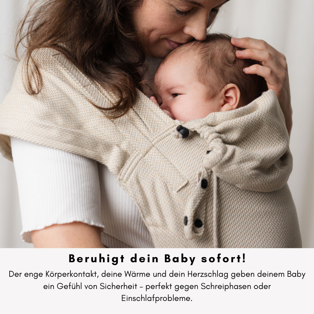 Babytrage Neugeborene – Nähe, Wärme und Herzschlag beruhigen Babys zuverlässig und helfen beim Einschlafen