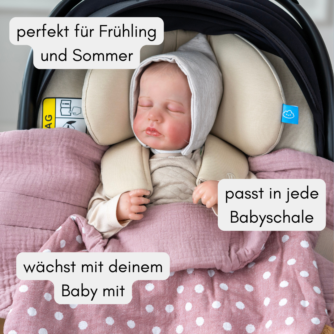 Einschladecke Frühling & Sommer - Dots rose (Baumwolle & Musselin)