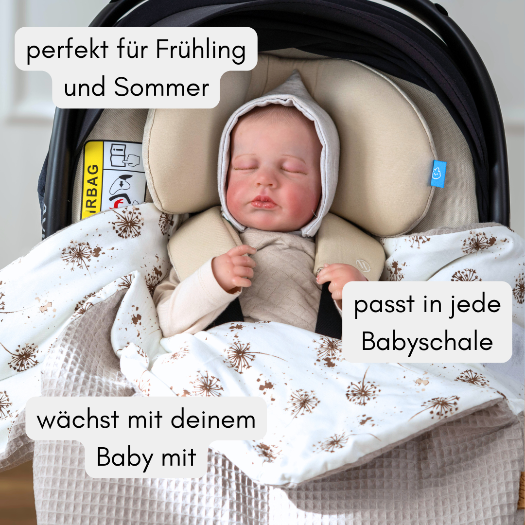 Einschladecke Frühling & Sommer - Pusteblume (Waffel & Jersey)