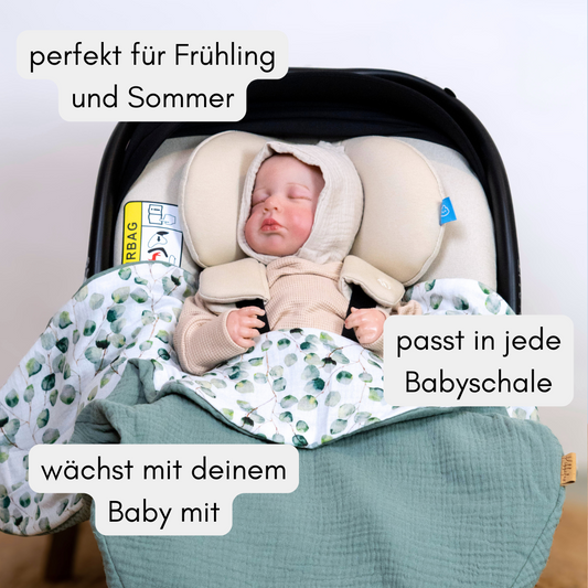 Sommer-Einschlagdecke für Babyschale oder Kinderwagen aus Musselin