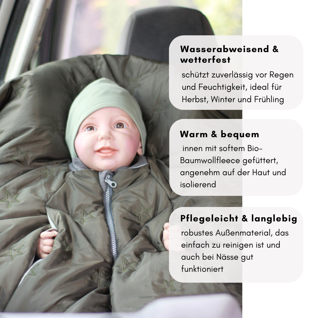 Kindersitzponcho Stars Olive