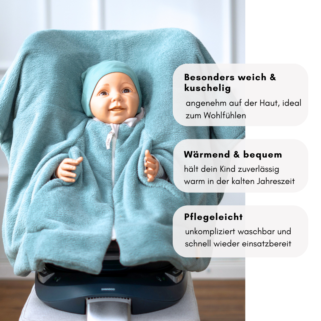 Kindersitzponcho "flauschig mint"