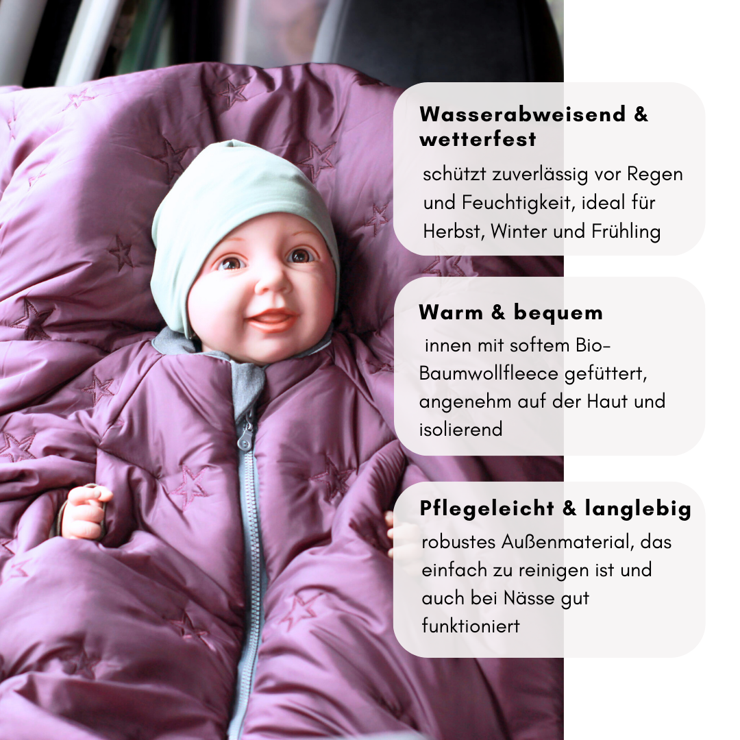 Kindersitzponcho Stars Purple