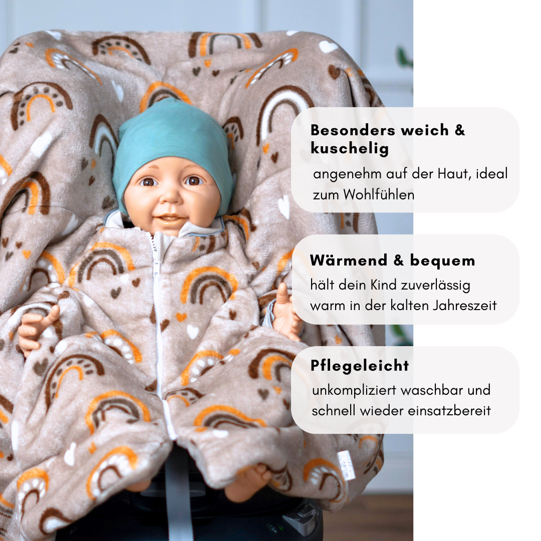 Kindersitzponcho "flauschiger Regenbogen"