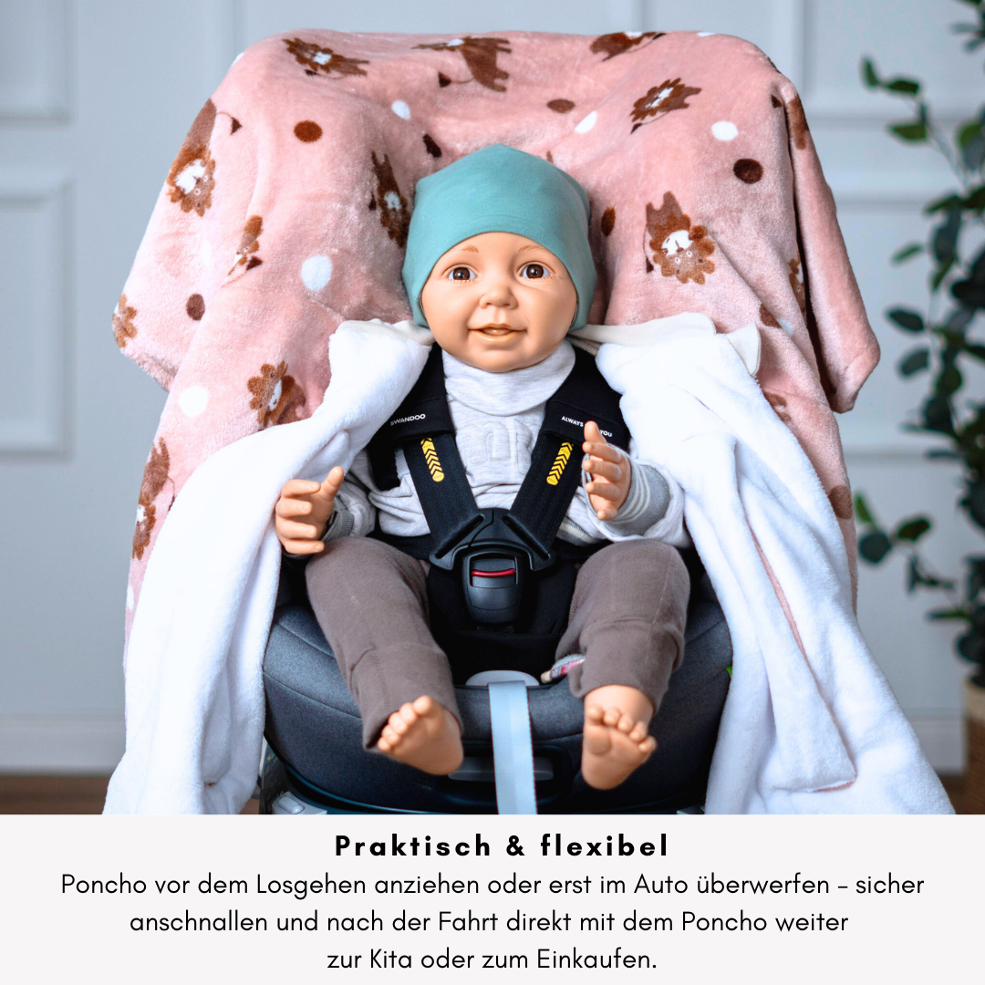 Kindersitzponcho "flauschiger Löwe rosé"
