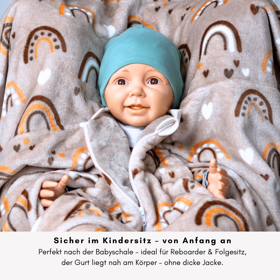 Kindersitzponcho "flauschiger Regenbogen"
