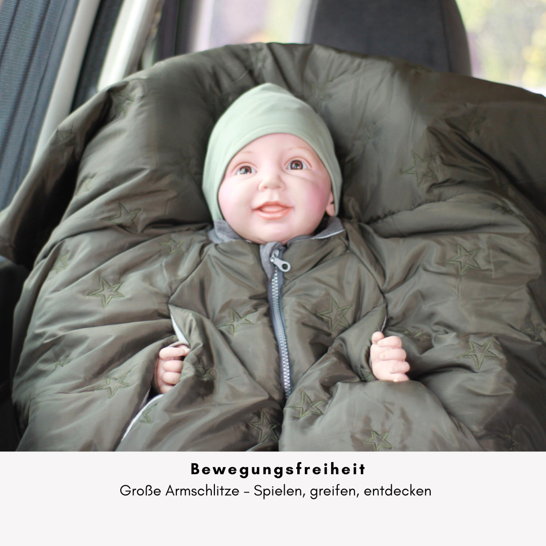 Kindersitzponcho Stars Olive