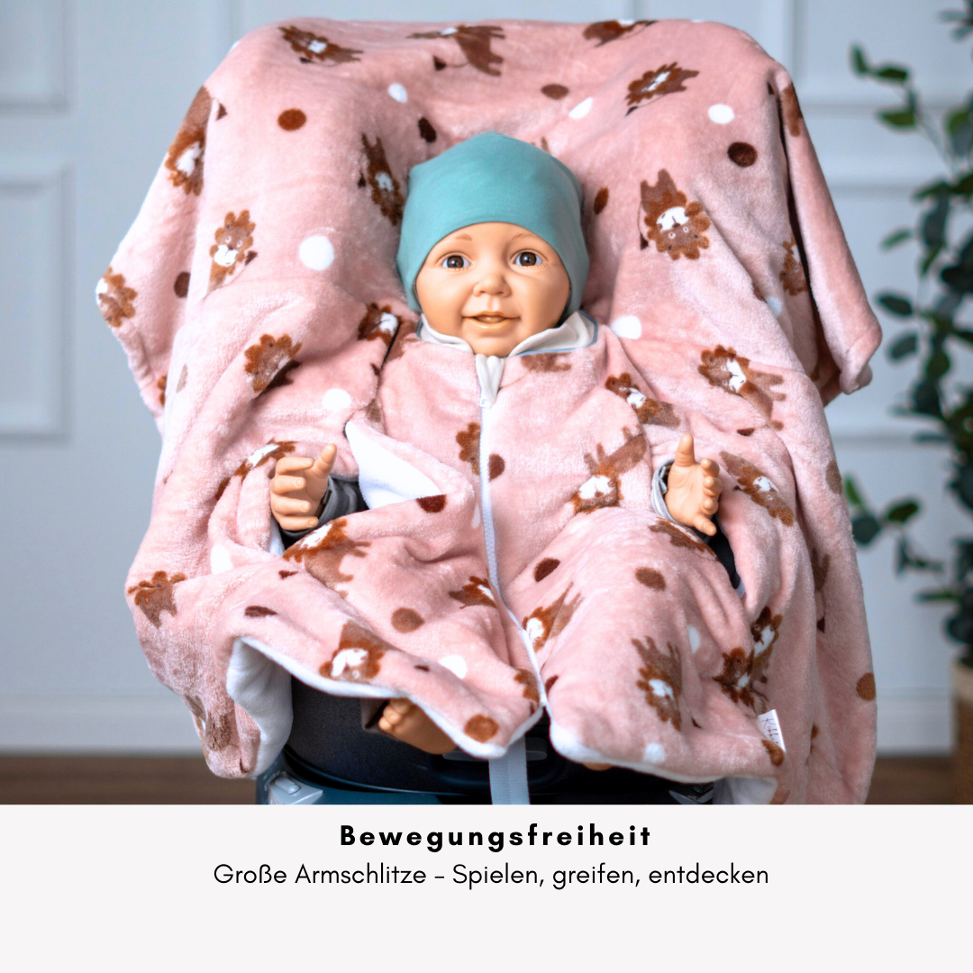 Kindersitzponcho "flauschiger Löwe rosé"