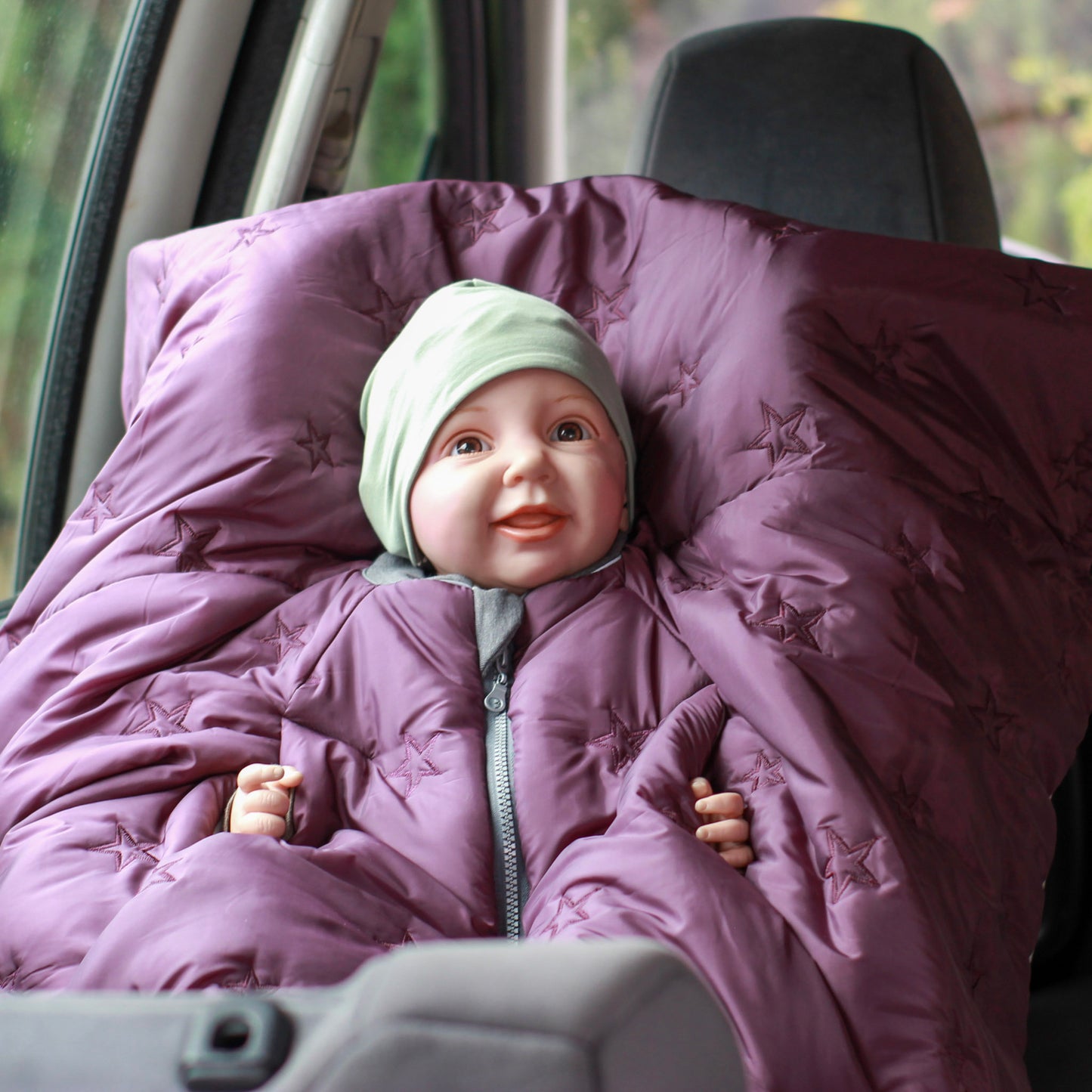 Kindersitzponcho Stars Purple