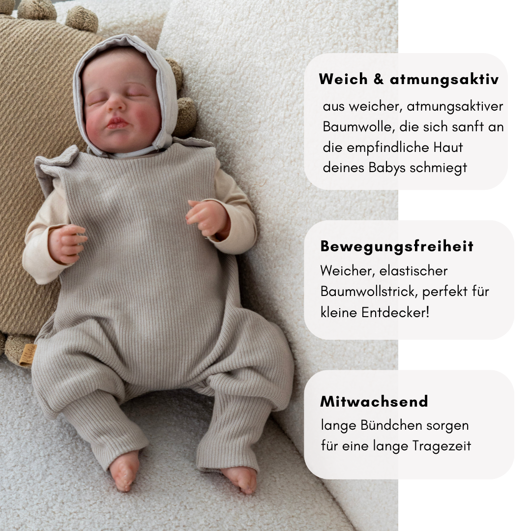 Newborn Strampler aus Baumwollstrick 50/56