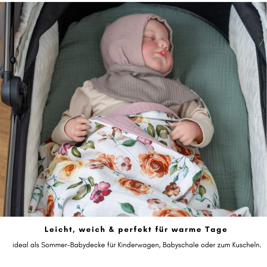 Musselin Babydecke 100×70 cm – Leicht, weich & perfekt für Frühling und Sommer