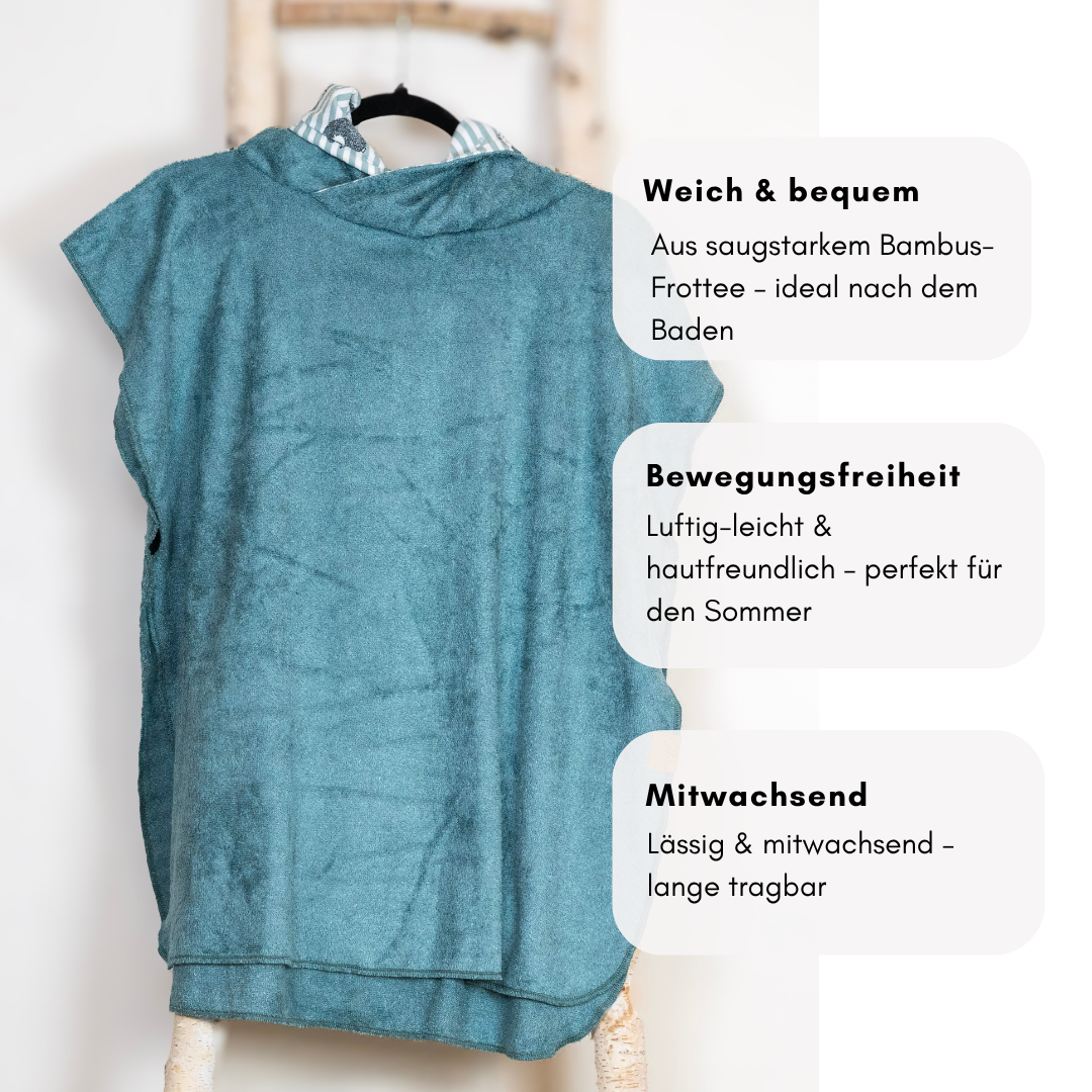 Badeponcho aus Bambus-Frottee – Leicht, saugstark & ideal für den Sommer "Mint"