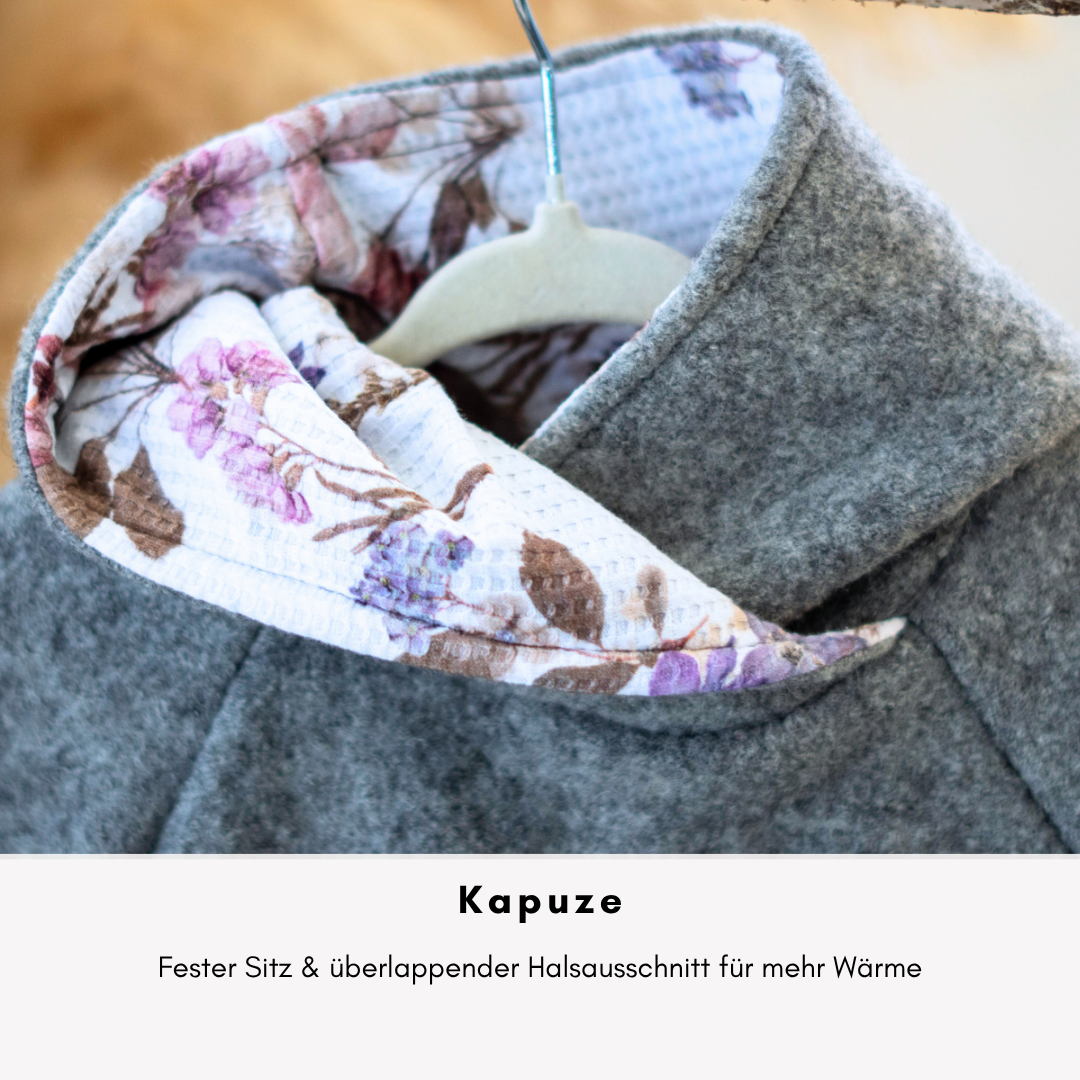Wollwalk-Hoodie mit fester Kapuze – schützt Rücken und Nacken zuverlässig bei Wind & Wetter