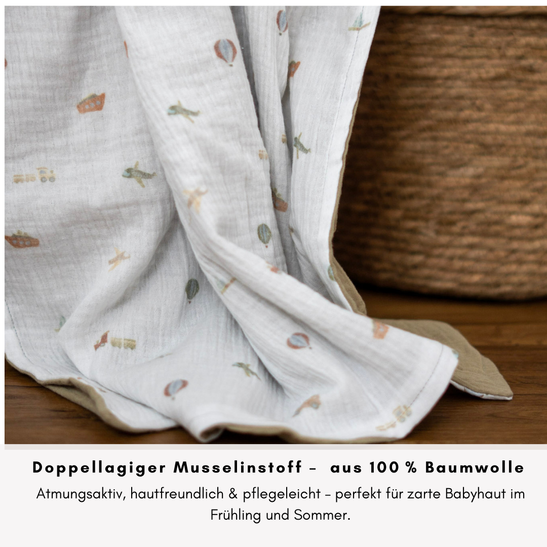 Musselin Babydecke - beige 100×70 cm – Leicht, weich & perfekt für Frühling und Sommer
