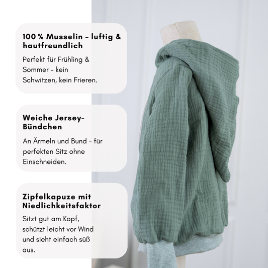 Kikkifax Musselin-Jacke – Leicht, weich & perfekt für Frühling und Sommer