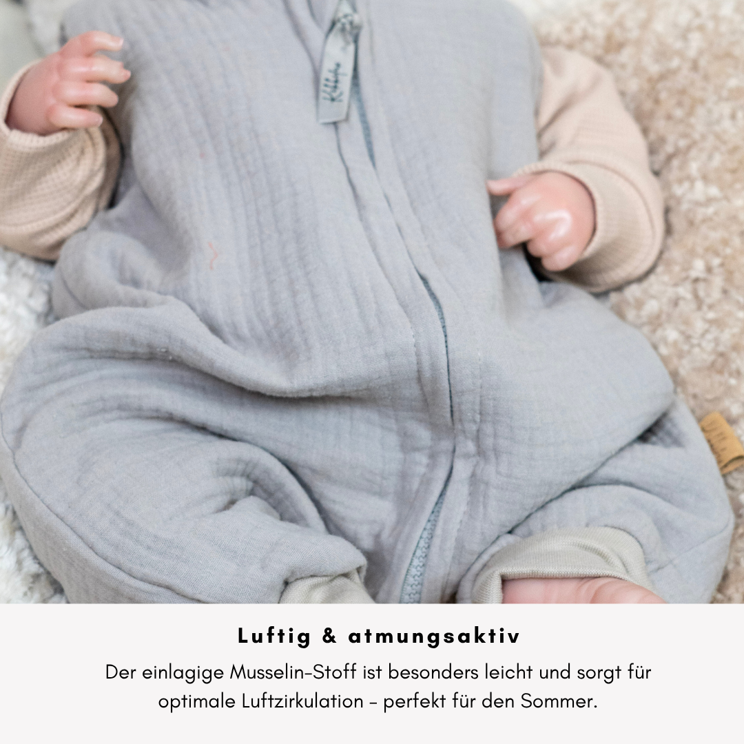 Musselin-Schlafsack mit Füßen – Für kleine Entdecker mit Freiheitsdrang "beige"