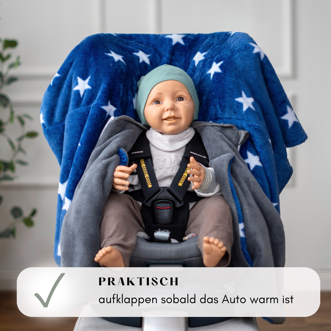 Kindersitzponcho "flauschige Sterne - blue "