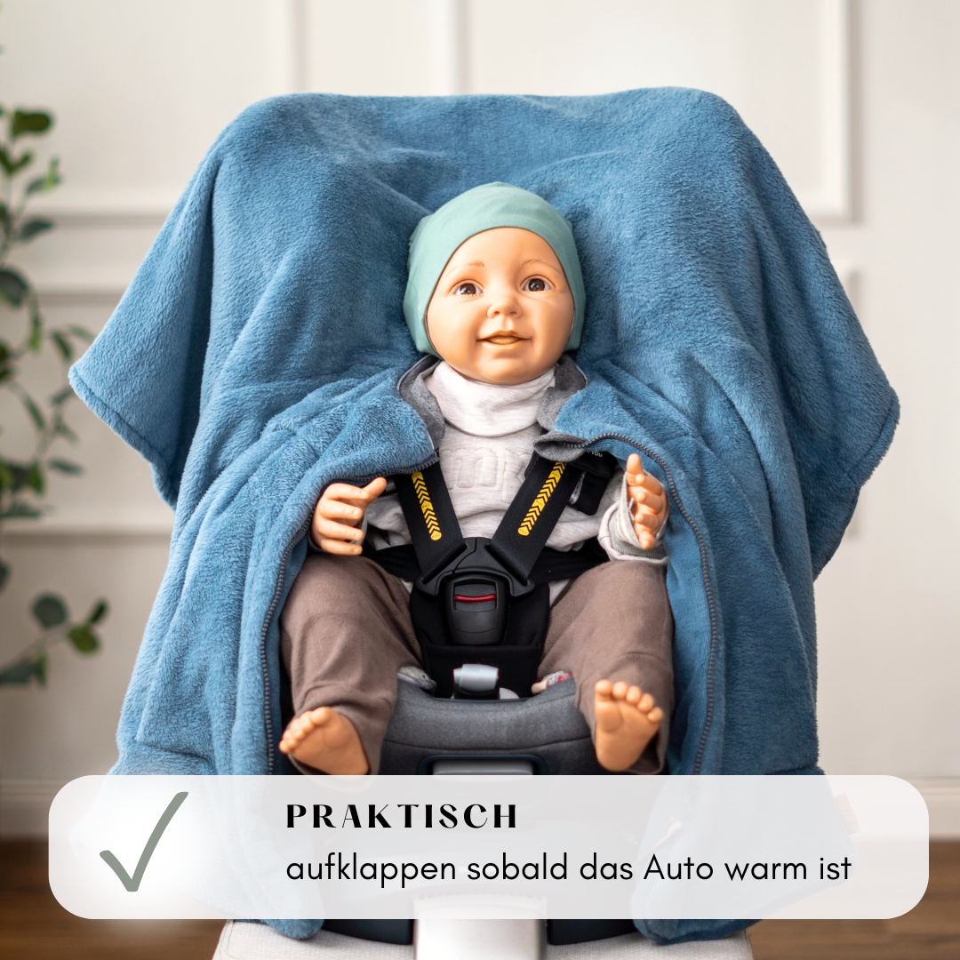 Kindersitzponcho "flauschig blau"
