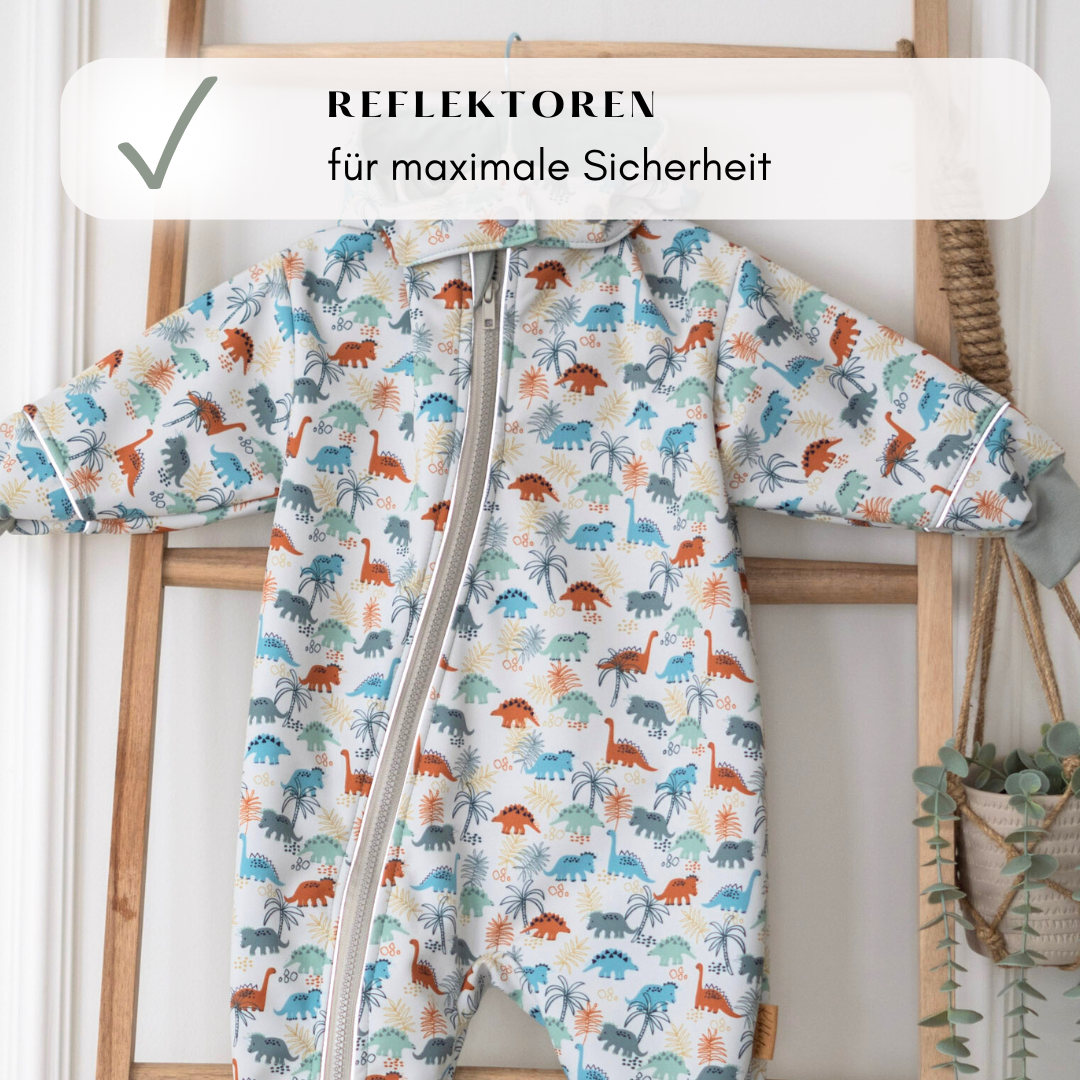 Mitwachsender Softshell-Overall – lange Bündchen & reflektierende Details für Sicherheit