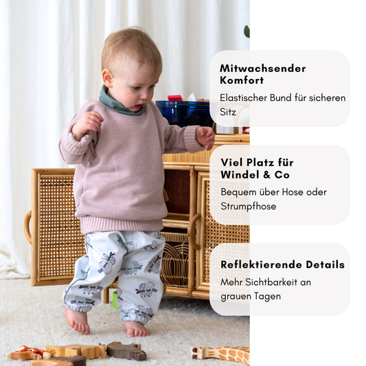 Outdoorhose aus Softshell für Kinder mit Reflektorstreifen – mehr Sicherheit im Dunkeln