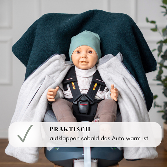 Kindersitzponcho Wollwalk "Forest" mit kleinem Schönheitsfehler