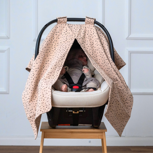 Sun-Cover für Babyschale  - 100% Baumwolle - Leicht, Atmungsaktiv & Mit Sichtfenster - Sternchen -