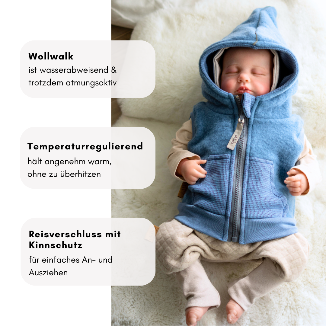 Weste aus Baumwollfleece - blau -