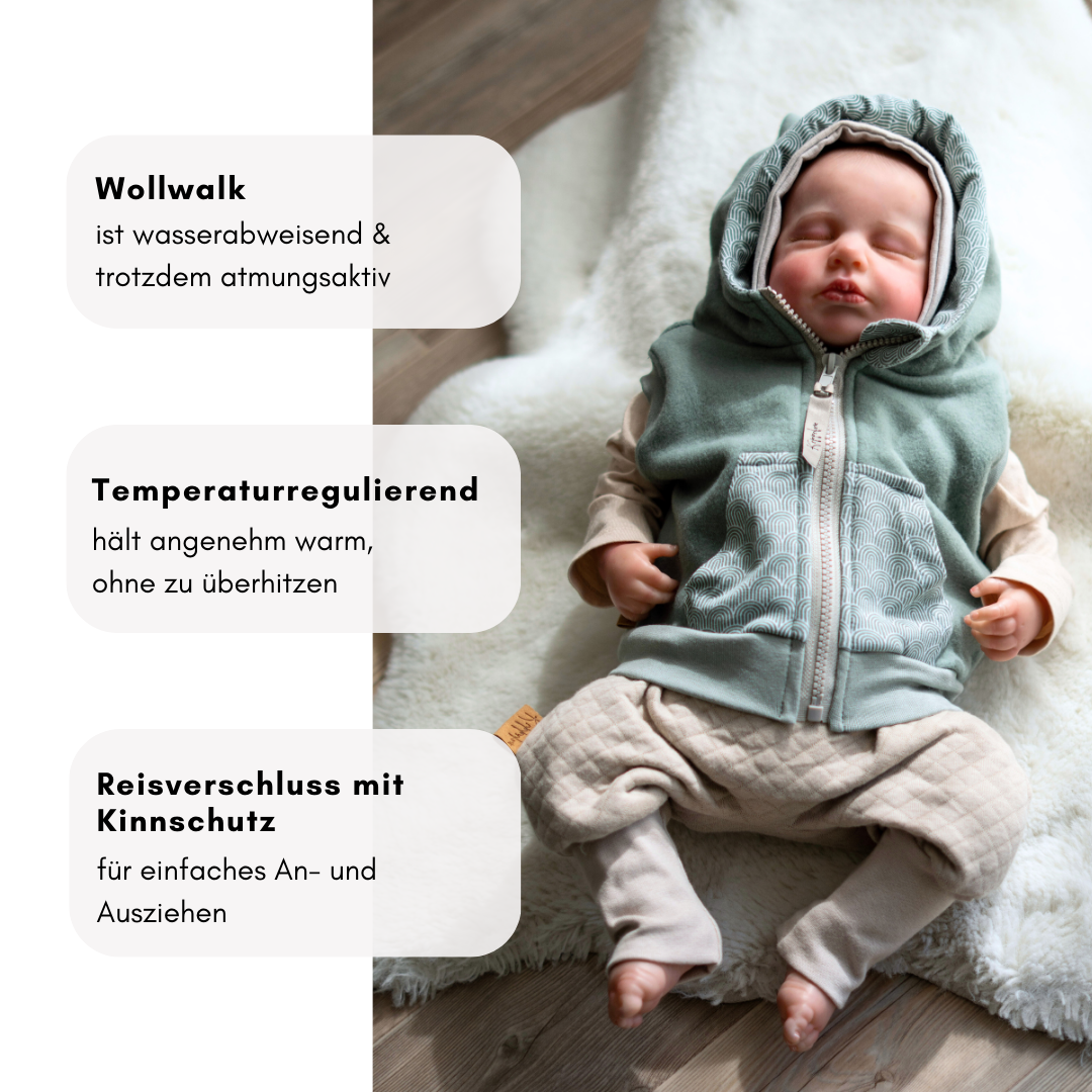 Weste aus Baumwollfleece - mint -