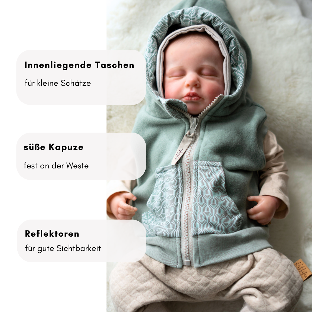 Weste aus Baumwollfleece - mint -