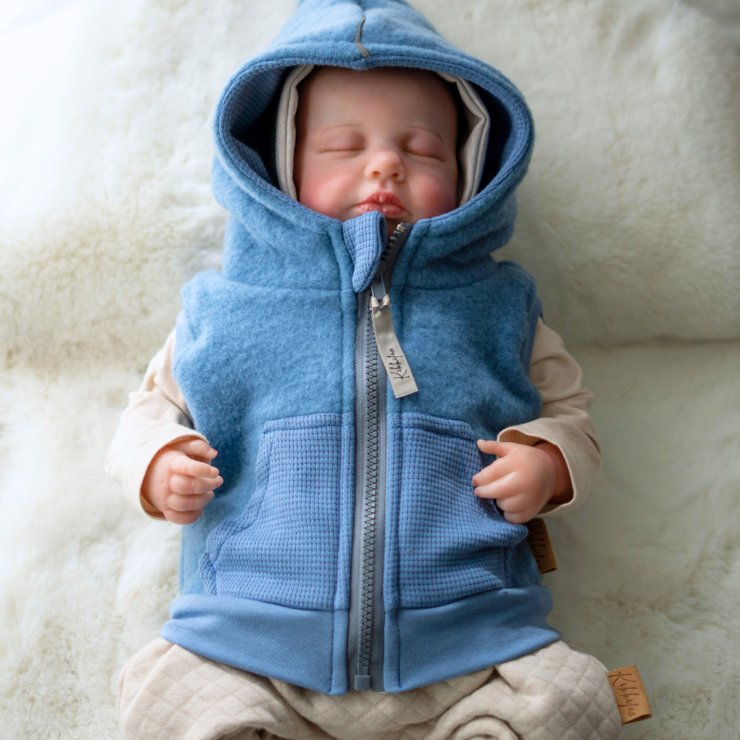 Weste aus Baumwollfleece - blau -