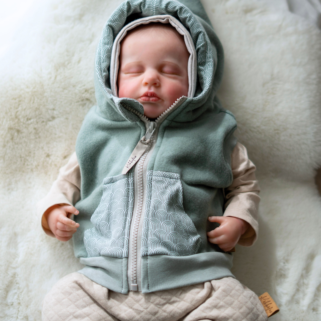 Weste aus Baumwollfleece - mint -