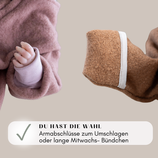 Mitwachsender Wollfleece-Overall von Kikkifax mit flexiblen Armabschlüssen