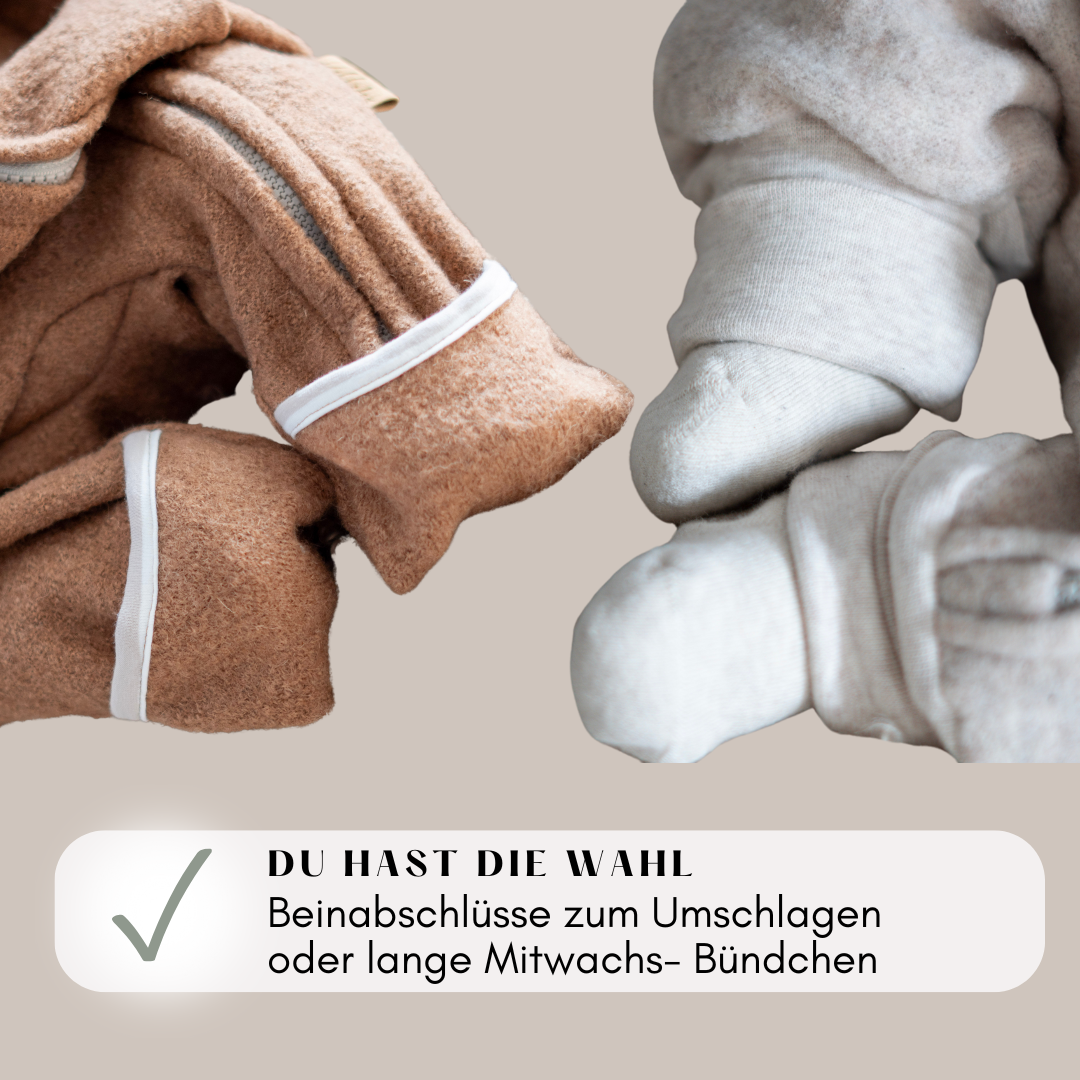 Baby Overall aus Wollwalk - Beinabschlüsse wählbar