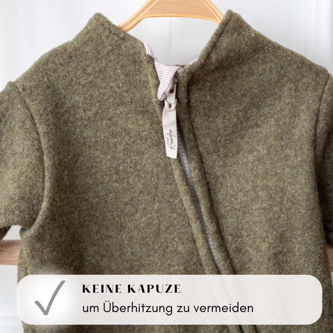 Wollfleece-Overall ohne Kapuze – verhindert Überhitzung und sorgt für angenehmes Körperklima