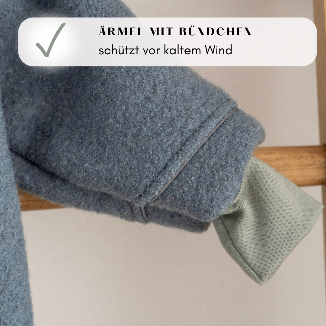 Mitwachsender Wollwalk-Overall aus 100 % Wolle mit langen, elastischen Bündchen