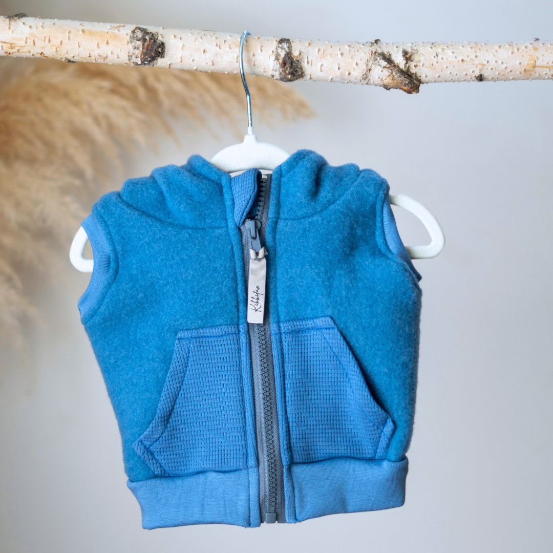 Weste aus Baumwollfleece - blau -