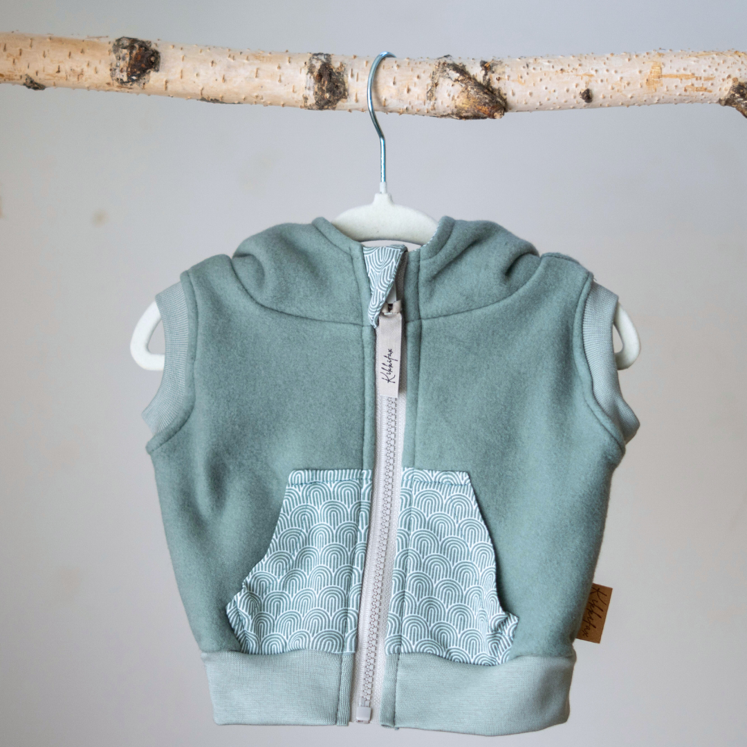 Weste aus Baumwollfleece - mint -