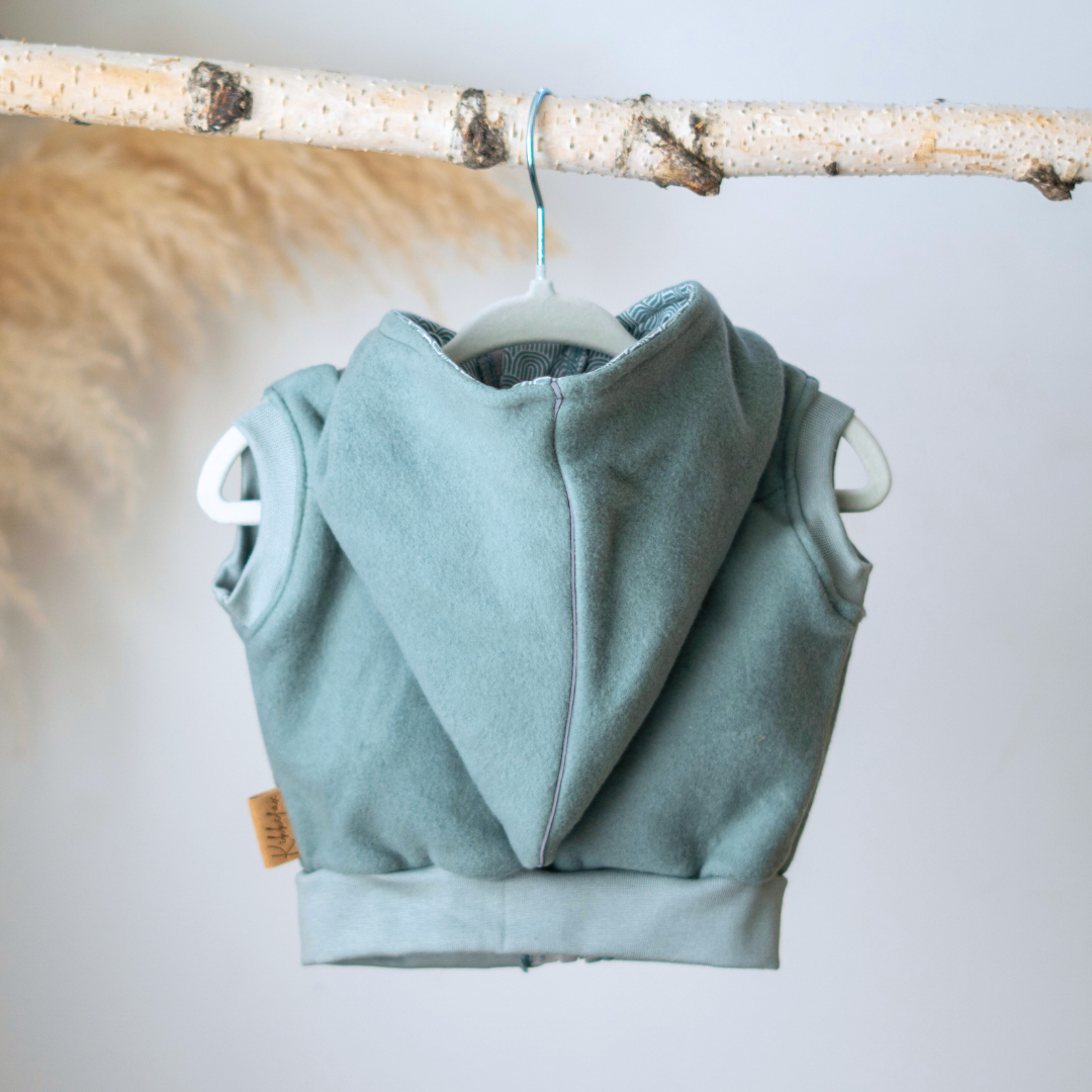 Kinder-Baumwollfleece-Weste mint – leicht, atmungsaktiv und praktisch für Übergangszeit