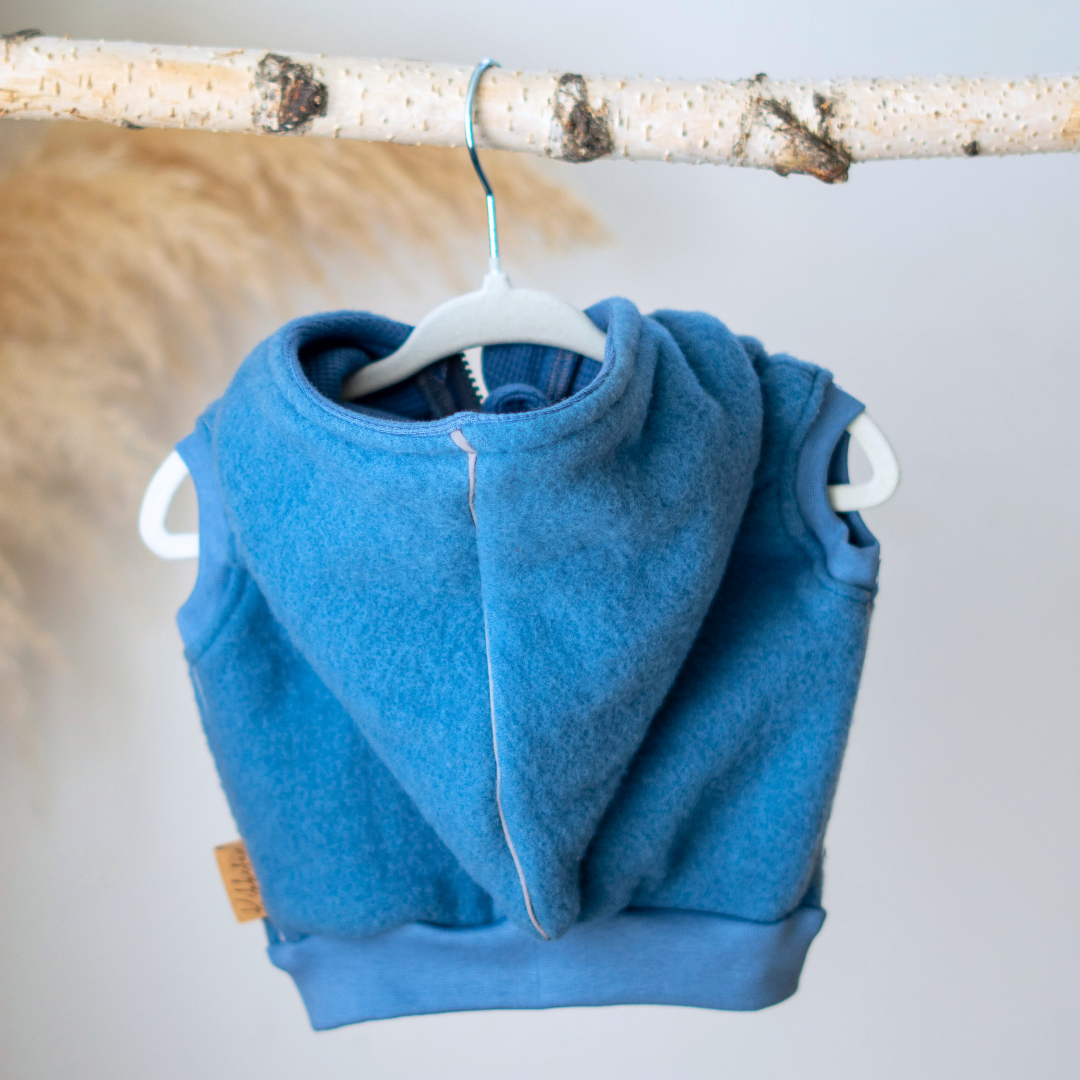 Weste aus Baumwollfleece - blau -