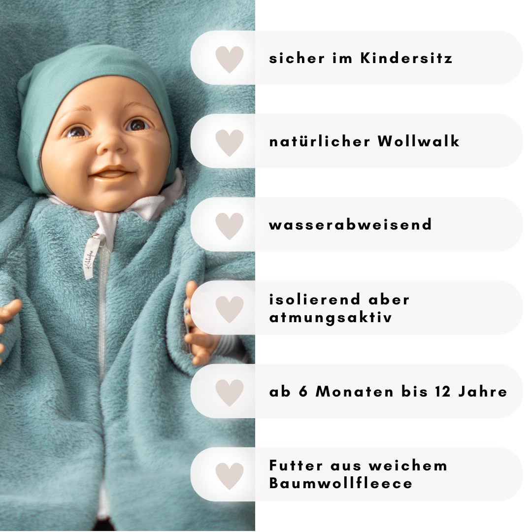 Kindersitzponcho "flauschig mint"